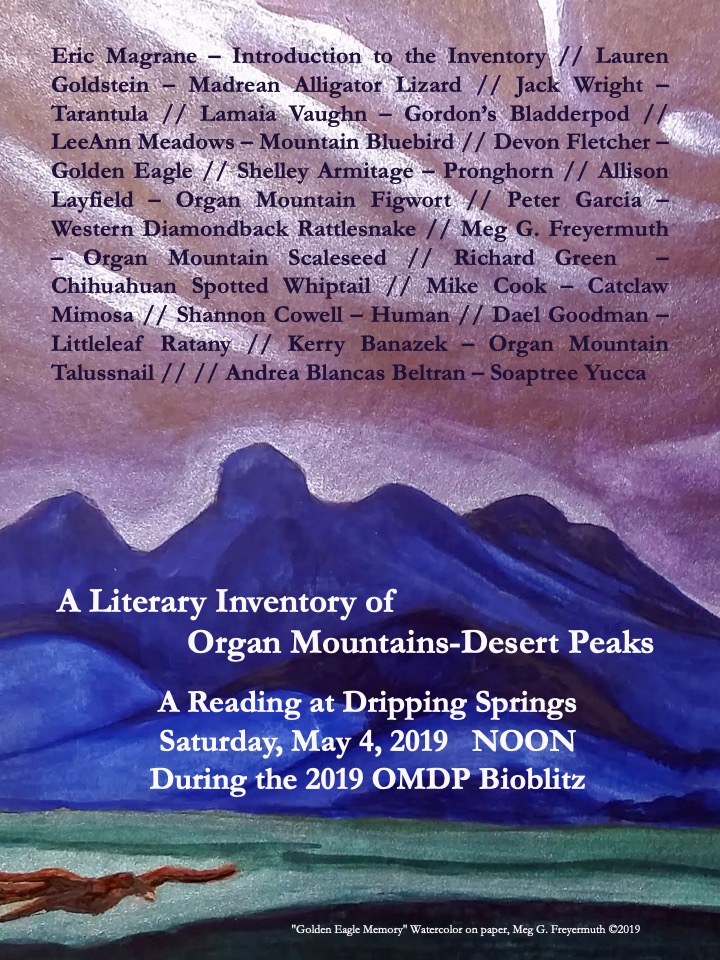 A Literary Inventory of Organ Mountains-Desert Peaks Reading May 4, 2019